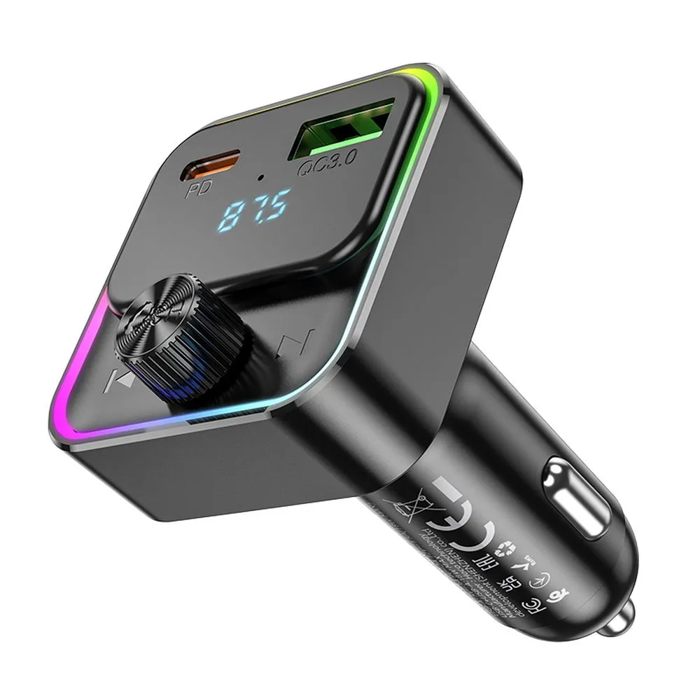 Car charger Hoco QC3.0 PD 30W with transmitter FM E81 black
