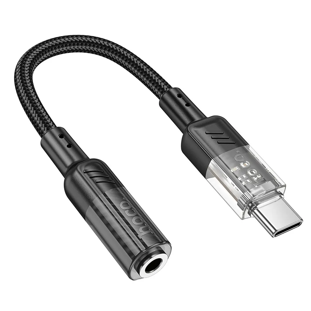 HOCO Adapter AUX Typ C auf Klinke 3,5 mm LS37 0,15 m transparent schwarz
