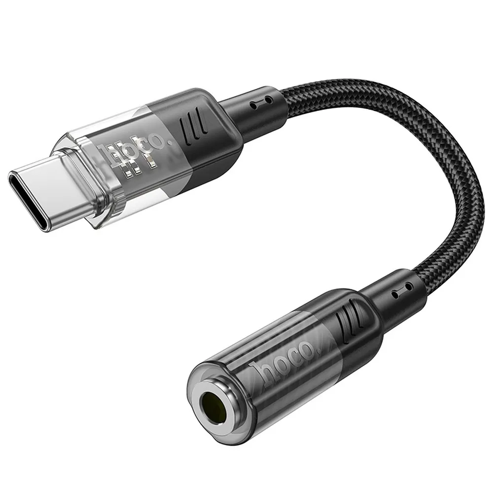 HOCO Adapter AUX Typ C auf Klinke 3,5 mm LS37 0,15 m transparent schwarz