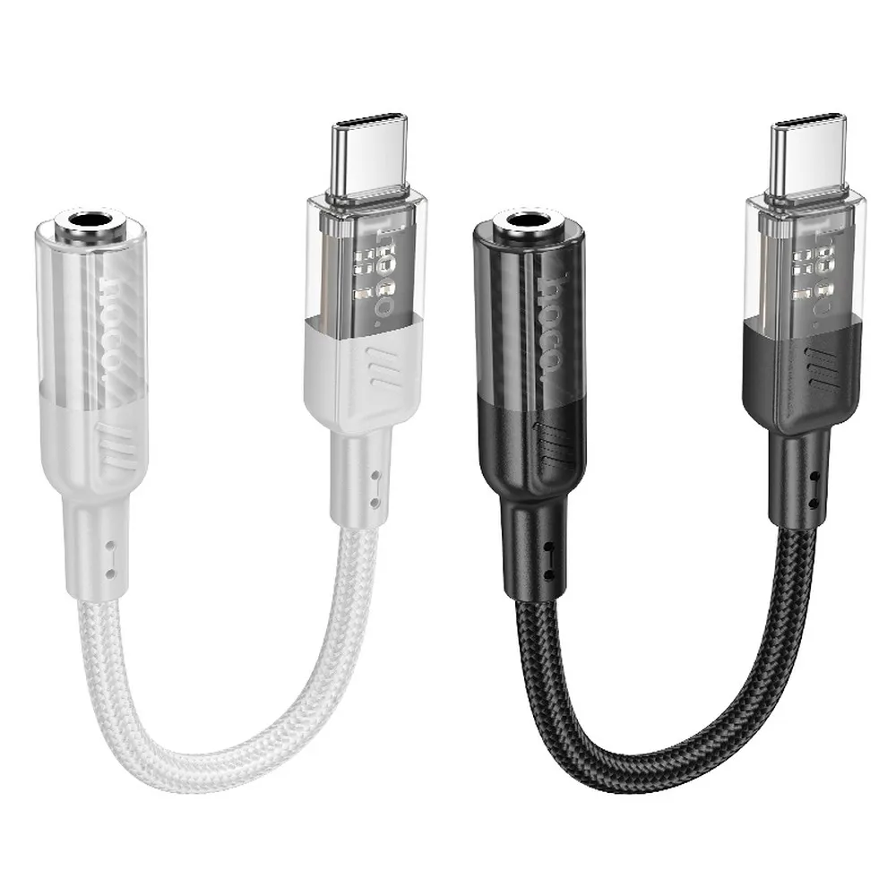 HOCO Adapter AUX Typ C auf Klinke 3,5 mm LS37 0,15 m transparent schwarz
