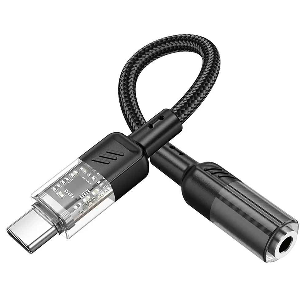 HOCO Adapter AUX Typ C auf Klinke 3,5 mm LS37 0,15 m transparent schwarz