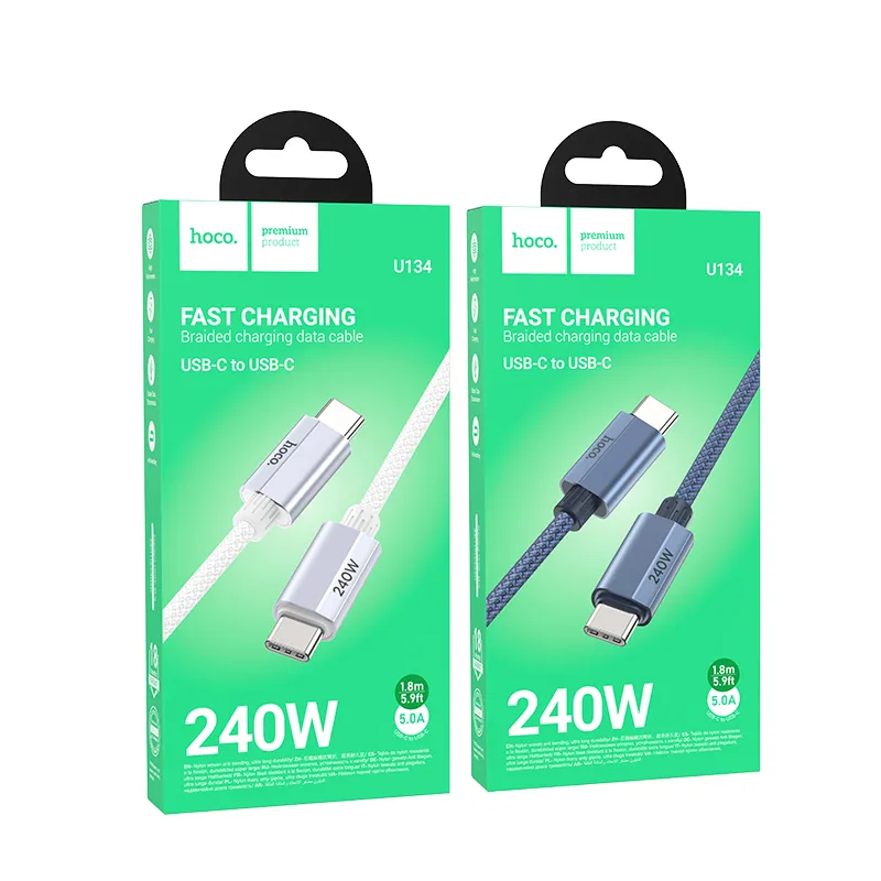 HOCO-Kabel Typ C auf Typ C PD QC3.0 5A 240W U134 1,8 m grau