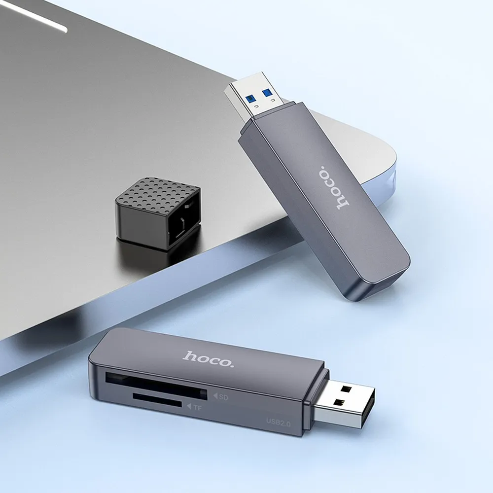 HOCO Speicherkartenleser 2in1 USB A 2.0 HB45 grau