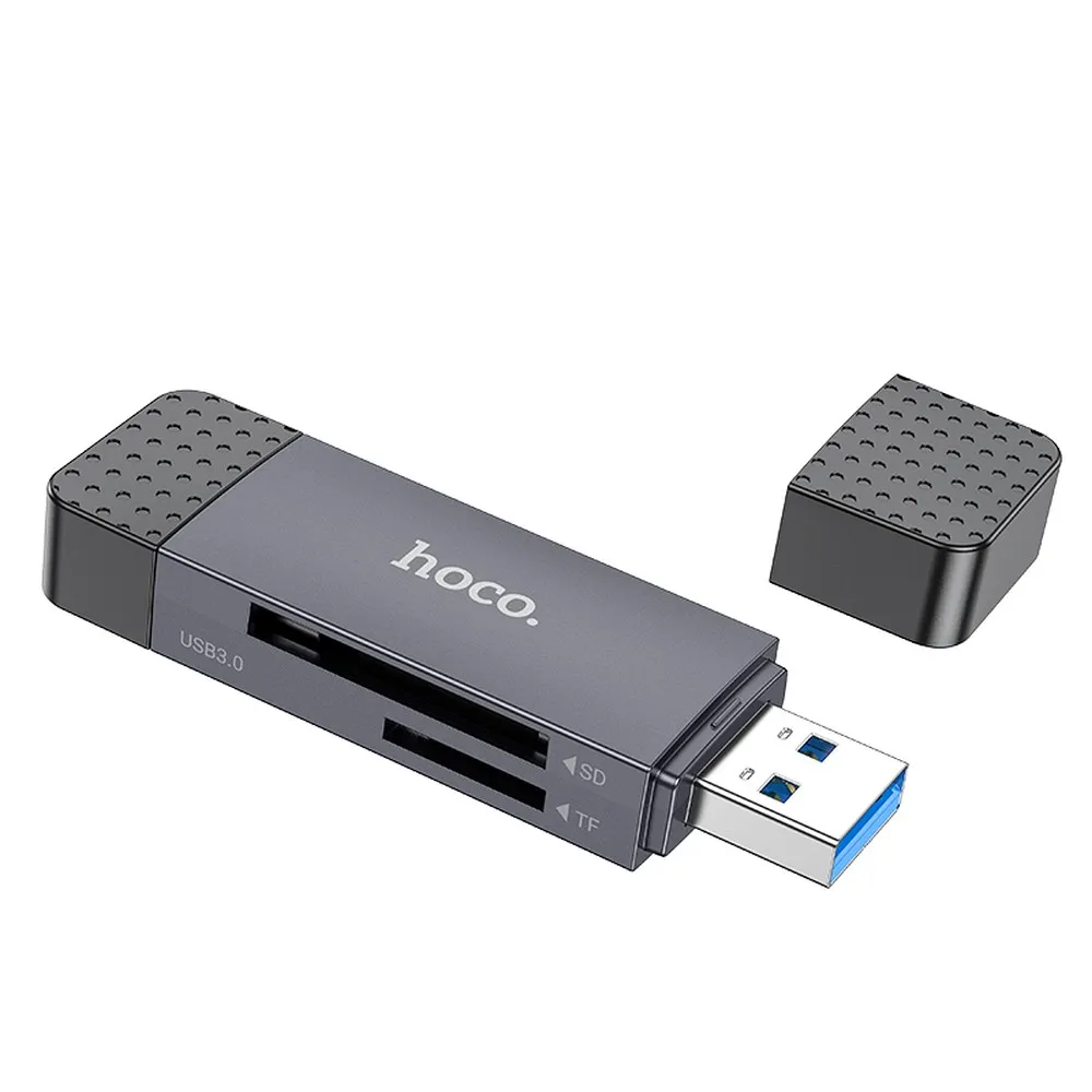 HOCO Speicherkartenleser 2in1 USB A + Typ C 2.0 HB45 grau