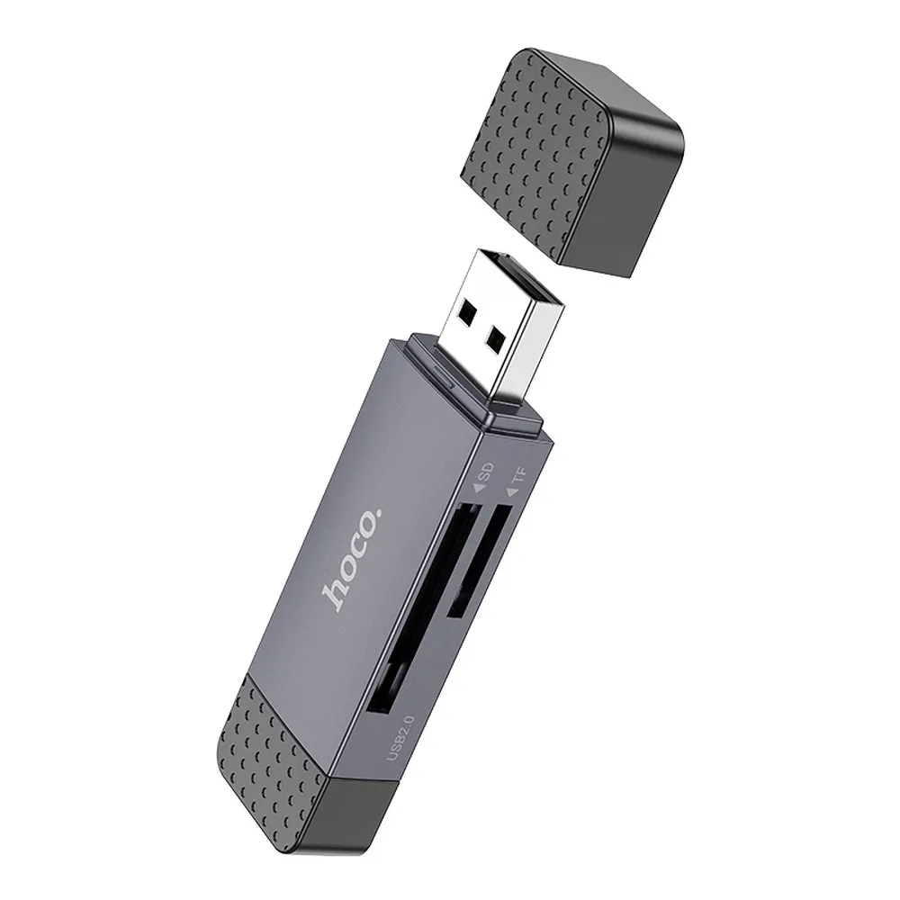 HOCO Speicherkartenleser 2in1 USB A + Typ C 3.0 HB45 grau