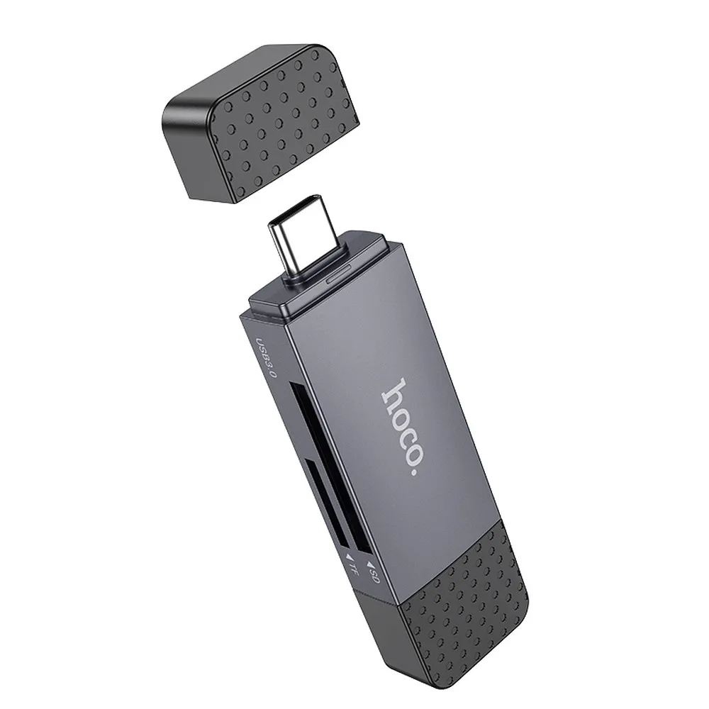 HOCO Speicherkartenleser 2in1 USB A + Typ C 3.0 HB45 grau
