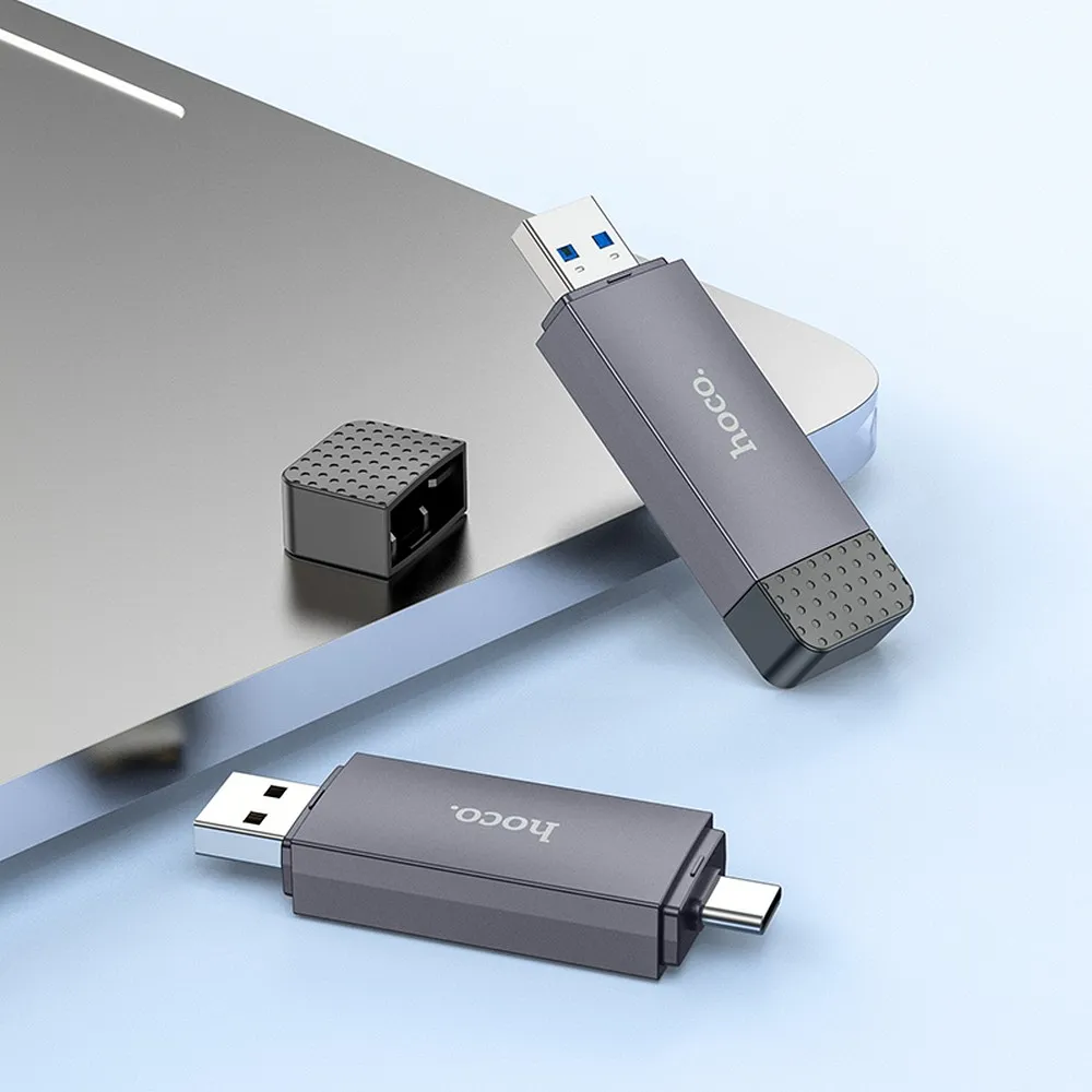 HOCO Speicherkartenleser 2in1 USB A + Typ C 3.0 HB45 grau