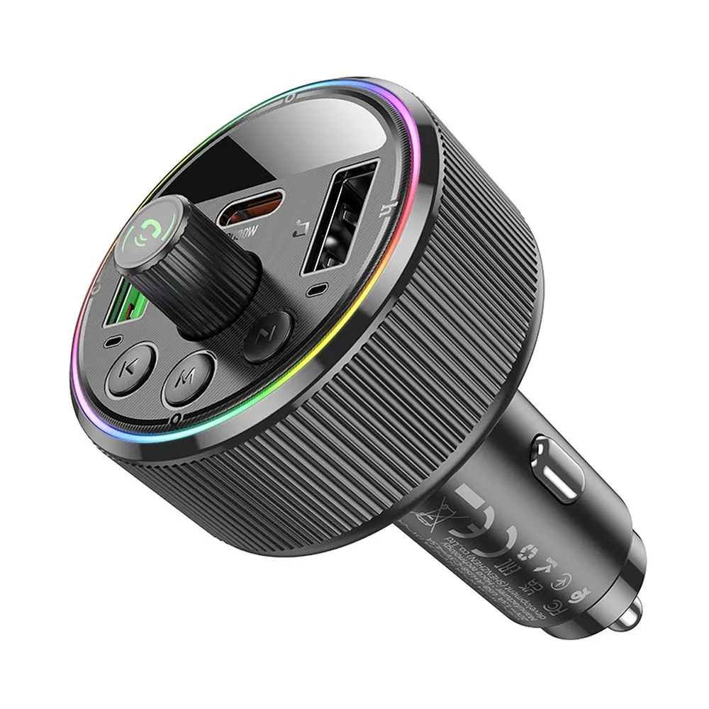 HOCO car transmitter FM bluetooth 2 x USB A + Type C PD QC3.0 30W E82 black
