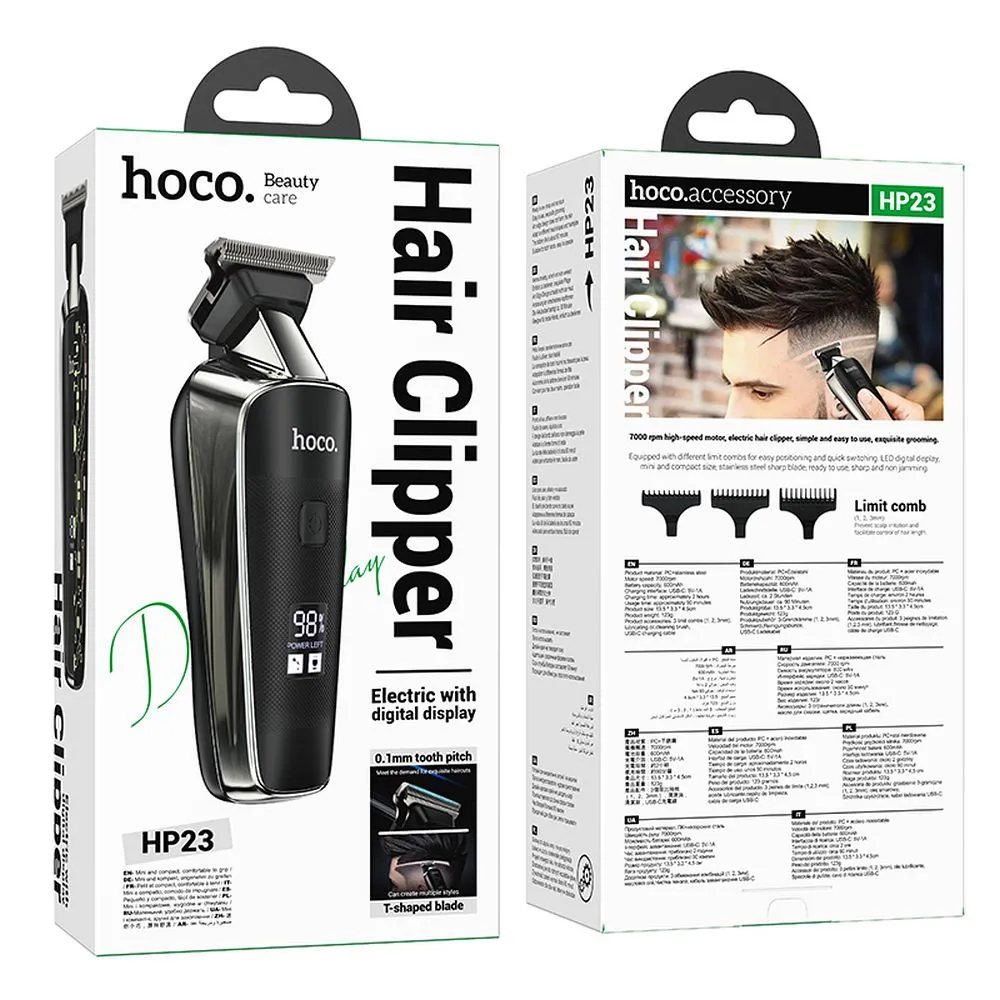 HOCO electric hair clipper with digital display HP23 black
