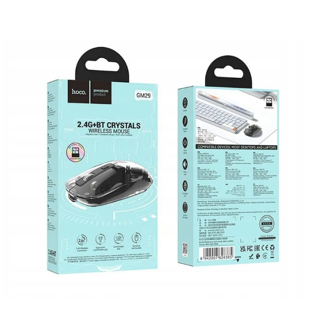 Wireless mouse Hoco 2,4G 1600 dpi GM29 dark night black