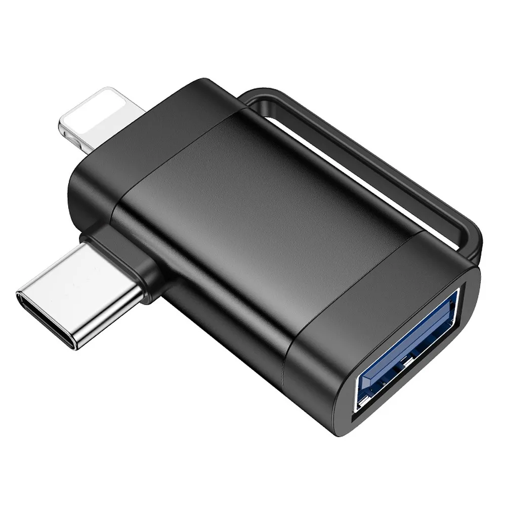 HOCO OTG 2-in-1 Adapter Typ C (Stecker) / Lightning (Stecker) auf USB A (Buchse) UA31F schwarz