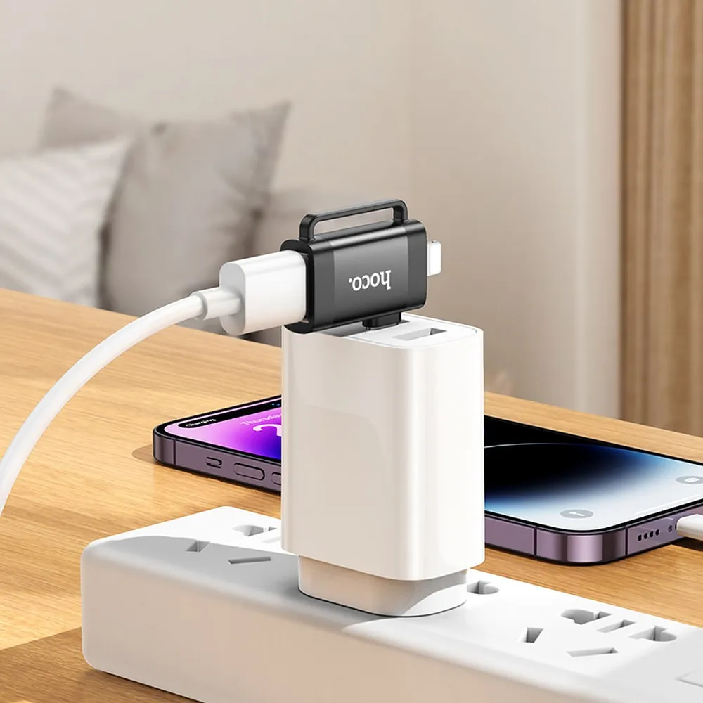 HOCO OTG 2-in-1 Adapter Typ C (Stecker) / Lightning (Stecker) auf USB A (Buchse) UA31F schwarz