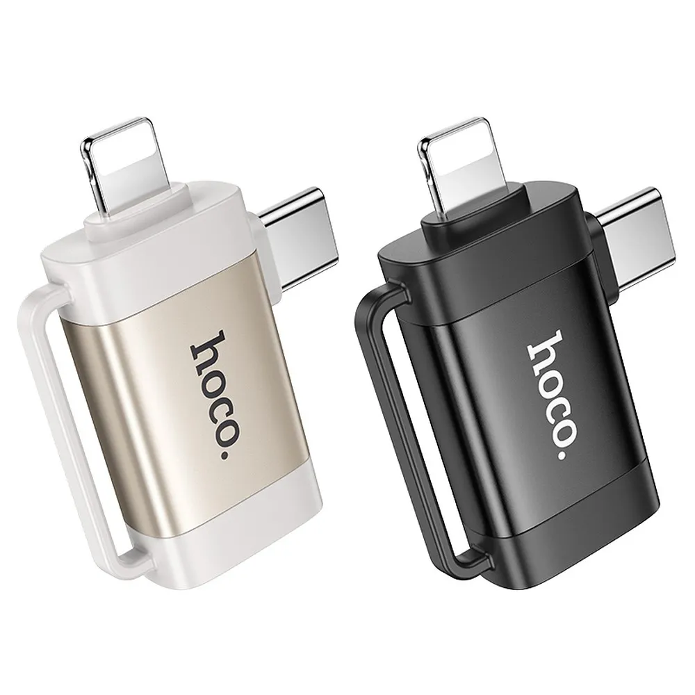 HOCO OTG 2-in-1 Adapter Typ C (Stecker) / Lightning (Stecker) auf USB A (Buchse) UA31F schwarz
