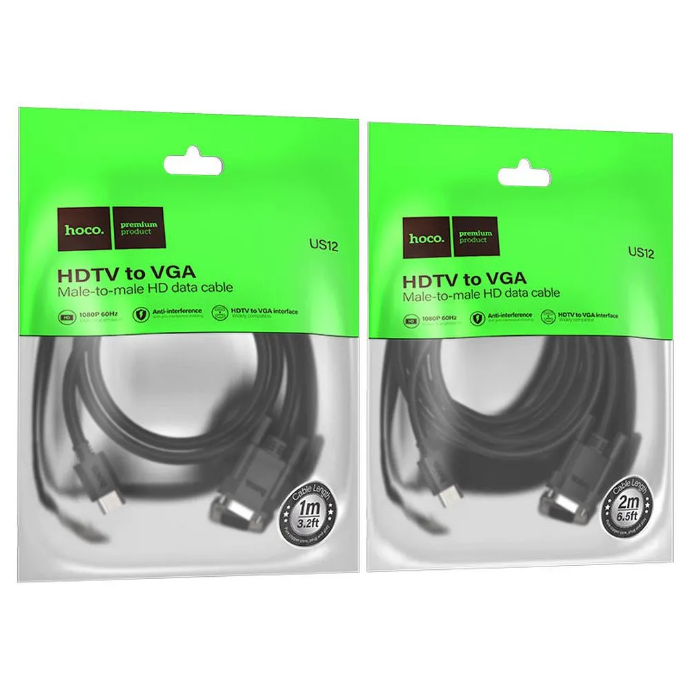 Cable HDMI to VGA Hoco HD 1080p 2 m US12 black