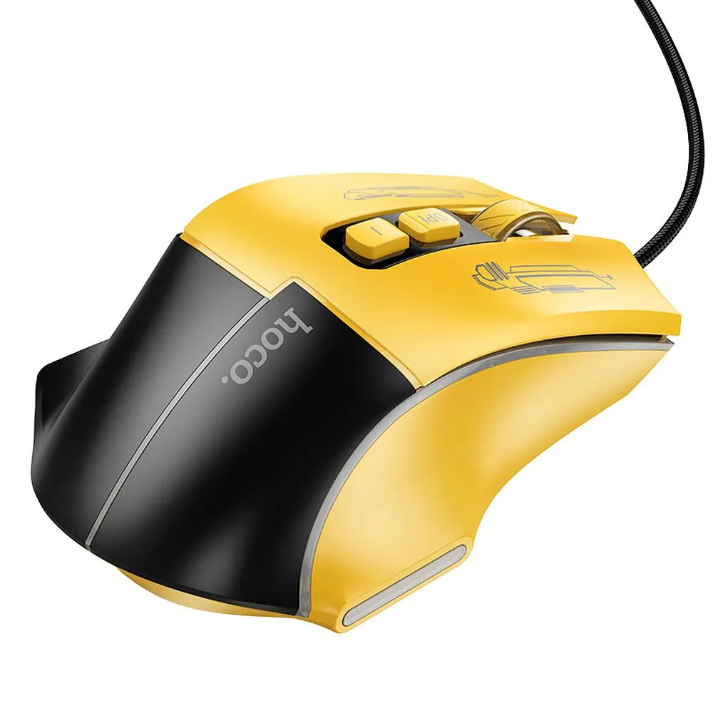 HOCO kabelgebundene Gaming Computer Maus USB A 3600DPI GM31 schwarz und gelb