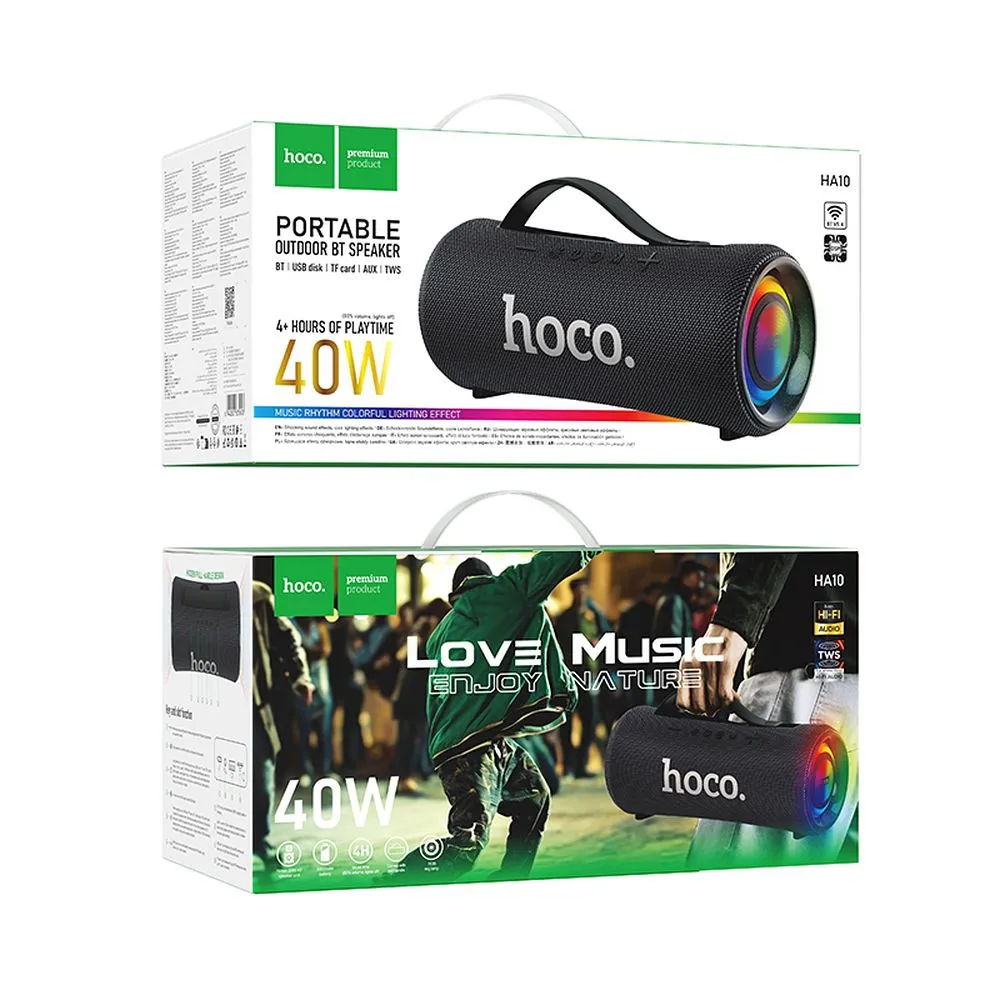 Wireless speaker LED 2 x 20W 4h Hoco HA10 black