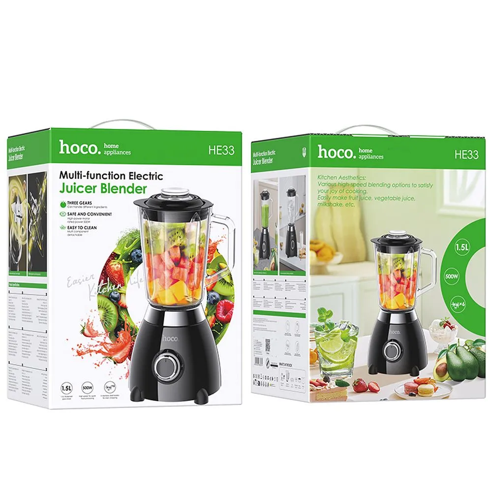 HOCO HE33 Retro Blender 1.5L Glass Jug 500W Black