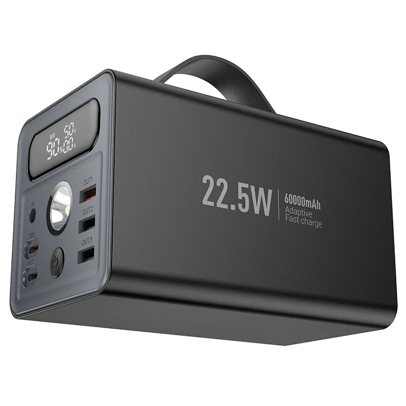 Powerbank Hoco 60000 mAh QC PD 3A 22,5W DC12V with built-in light J138 black
