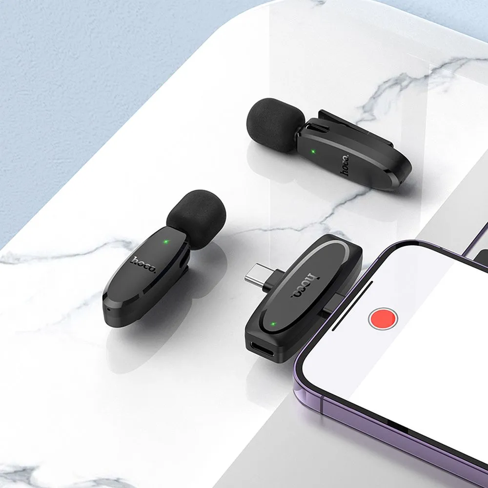 Wireless lavalier microphone Lightning / USB C Hoco 2 pcs L15 black