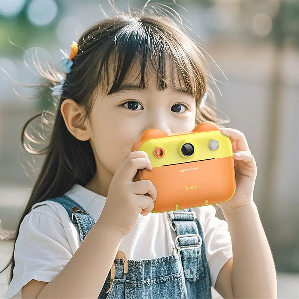 Digital kids camera with printer and selfie function Hoco 2,4" DV204 yellow