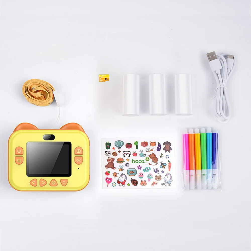 Digital kids camera with printer and selfie function Hoco 2,4" DV204 yellow