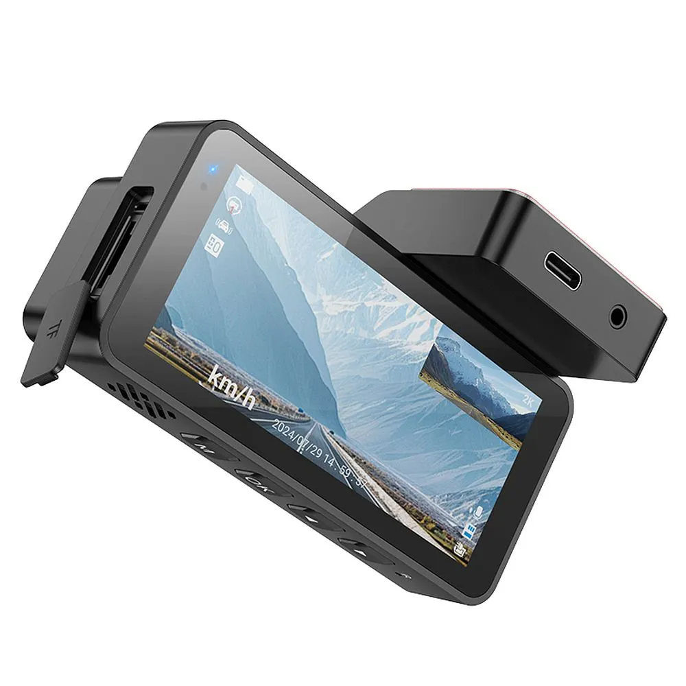 Dash cam passend für car Hoco with screen 3,69" 2K + rear camera 720P/25fps GPS DV12 silvery gray