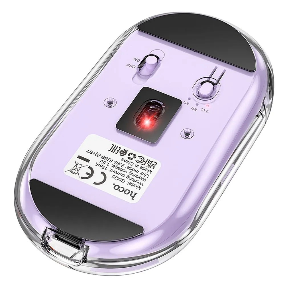 Wireless mouse Hoco 2,4G 1600 dpi dual mode bluetooth GM35 romantic purple