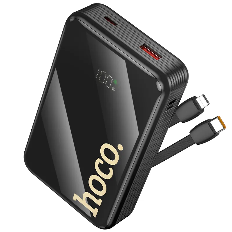 Powerbank Hoco 20000 mAh QC PD 22,5W with built-in cables USB C + Lightning Q37A black