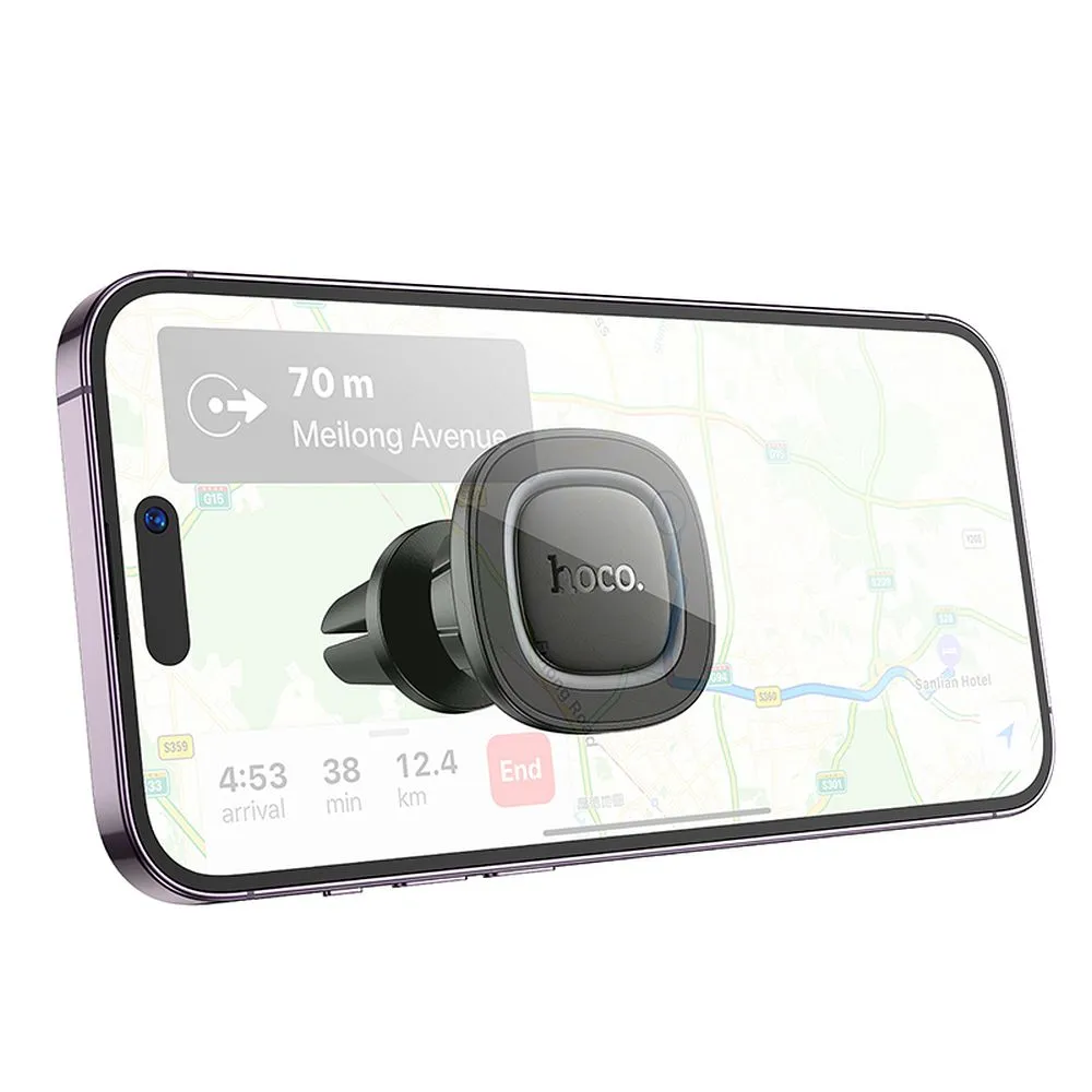 Magnetic car phone holder Hoco air vent H72 black and gray