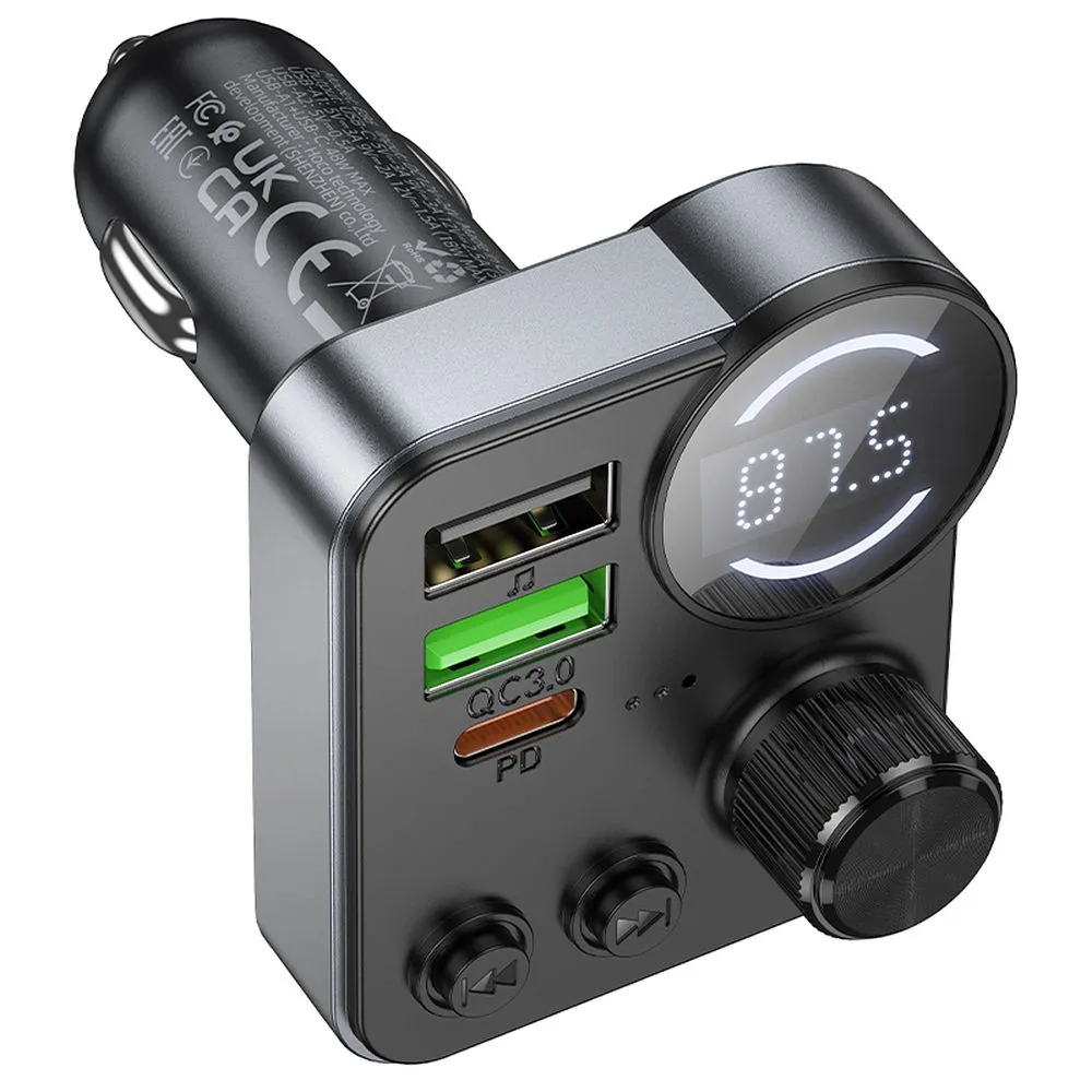 Car transmitter bluetooth Hoco 2 x USB A + USB C QC3.0 PD 48W E86 black