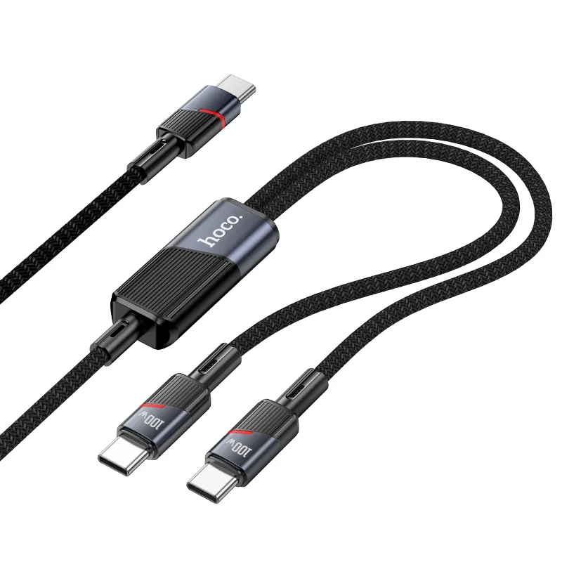 Cable 2in1 USB C to USB C / USB C Hoco 5A 100W 1,2 m U139 black