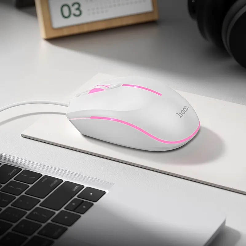 Wire gaming mouse Hoco USB A 2400 dpi GM37 white