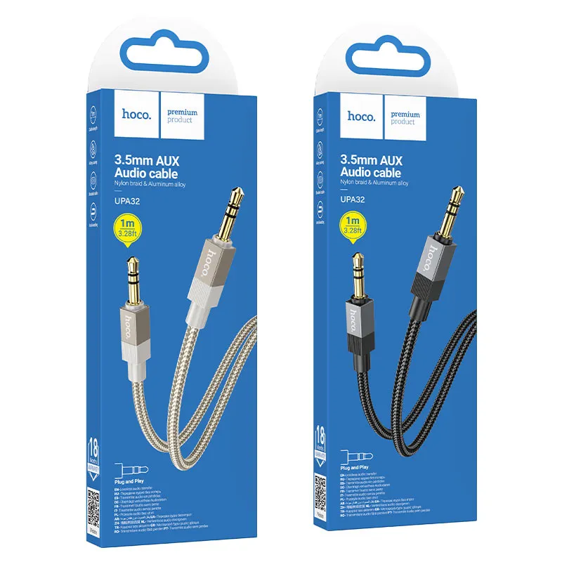 Cable AUX Jack 3,5 mm (male) to Jack 3,5 mm (male) Hoco 1 m UPA32 black