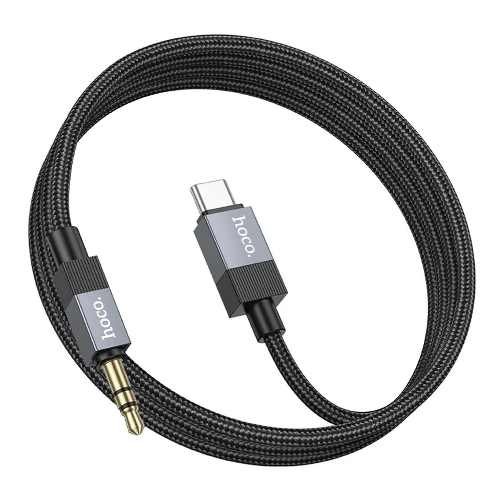 Cable AUX Jack 3,5 mm (male) to USB C (male) Hoco 1 m UPA32B black