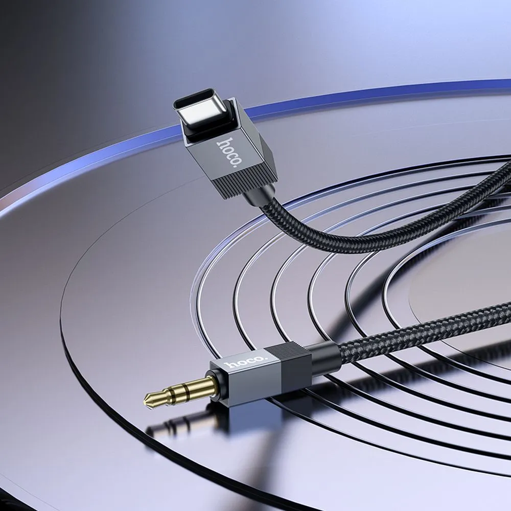 Cable AUX Jack 3,5 mm (male) to USB C (male) Hoco 1 m UPA32B black