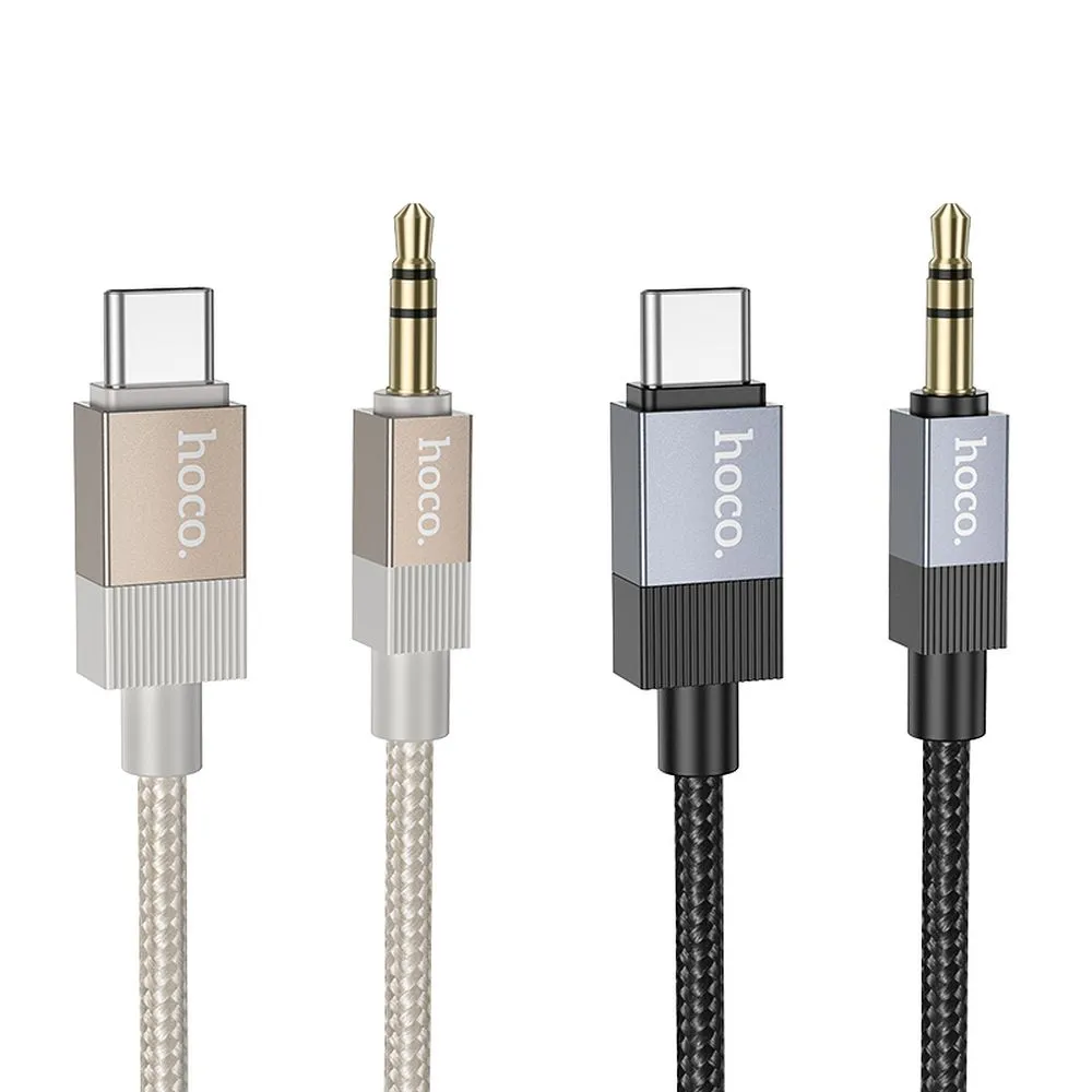 Cable AUX Jack 3,5 mm (male) to USB C (male) Hoco 1 m UPA32B gold