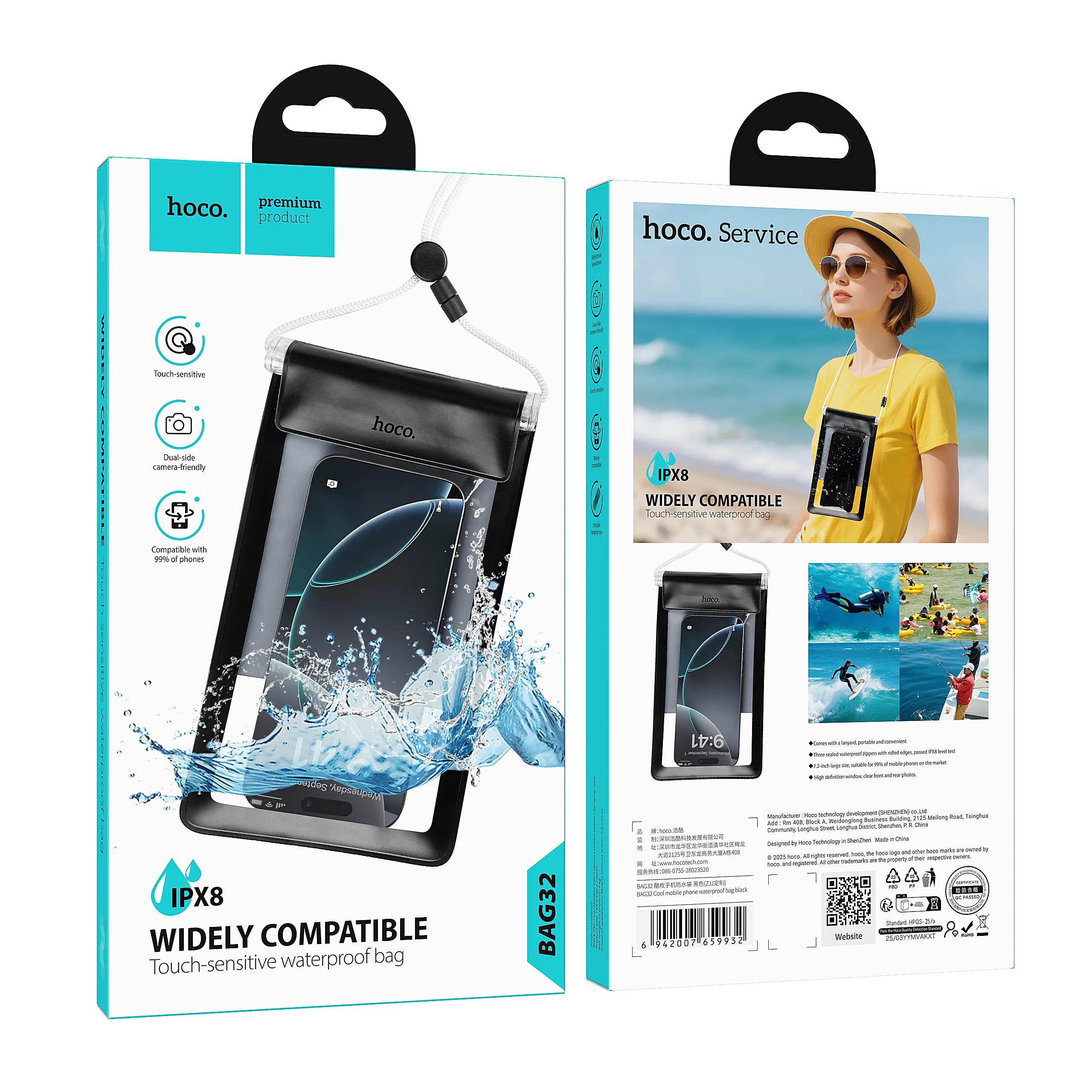 Waterproof case passend für mobile phone Hoco BAG32 black