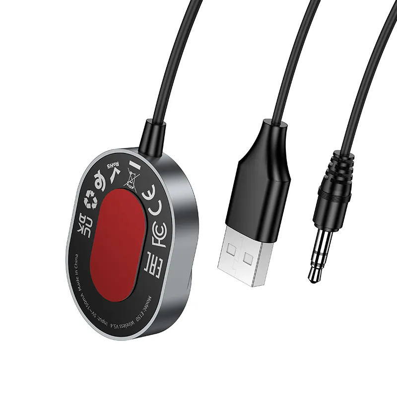 Wireless car receiver Hoco AUX Bluetooth with cable Jack 3,5 mm E150 metal gray