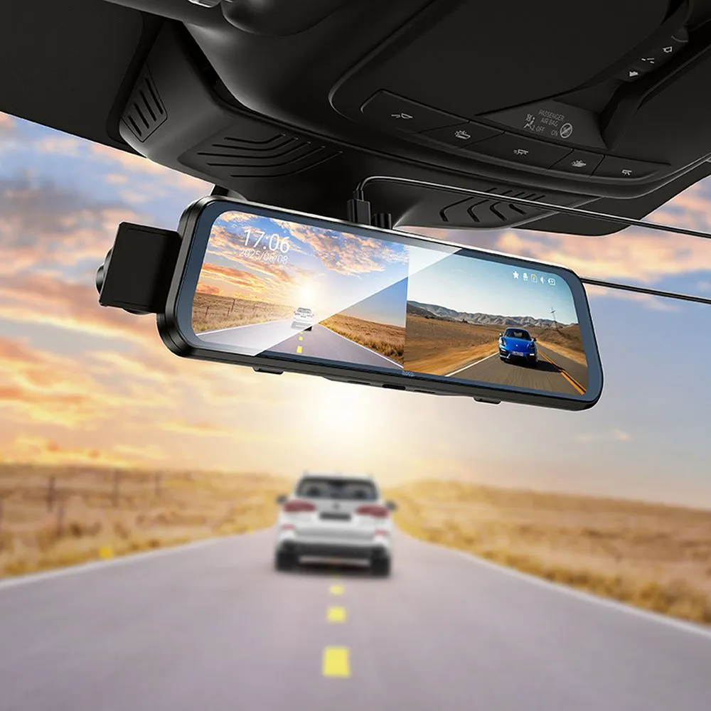 Dashcam passend für rearview mirror with a display 9,66" 1080p/30fps + rear camera 720p/30fps Hoco DV16 black