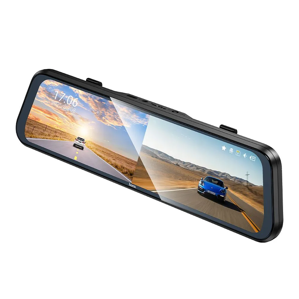 Dashcam passend für rearview mirror with a display 9,66" 1080p/30fps + rear camera 720p/30fps Hoco DV16 black