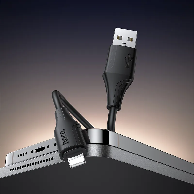 Silicone Cable USB A to Lightning Hoco 2,4A 1 m X124 black