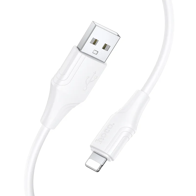 Silicone Cable USB A to Lightning Hoco 2,4A 1 m X124 white