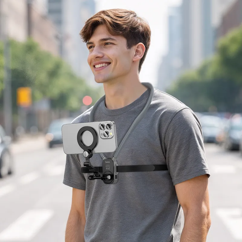 Neck magnetic phone holder Hoco K31 black gray