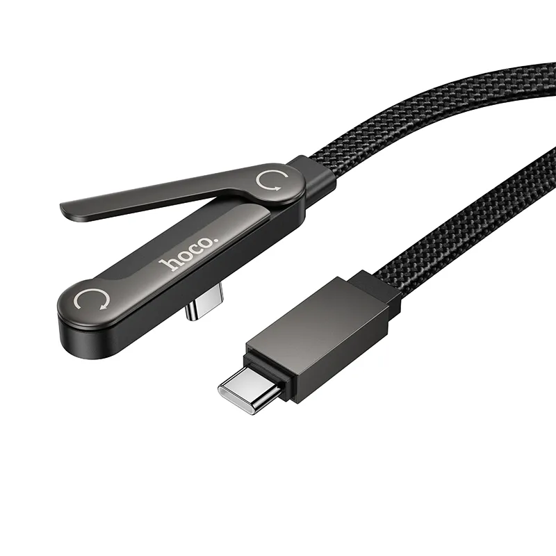 Cable with bracket USB C to USB C PD 60W Hoco 1,2 m U150 Exquisite black
