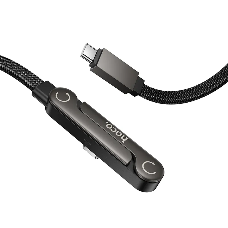 Cable with bracket USB C to USB C PD 60W Hoco 1,2 m U150 Exquisite black