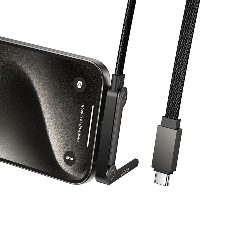 Cable with bracket USB C to USB C PD 60W Hoco 1,2 m U150 Exquisite black