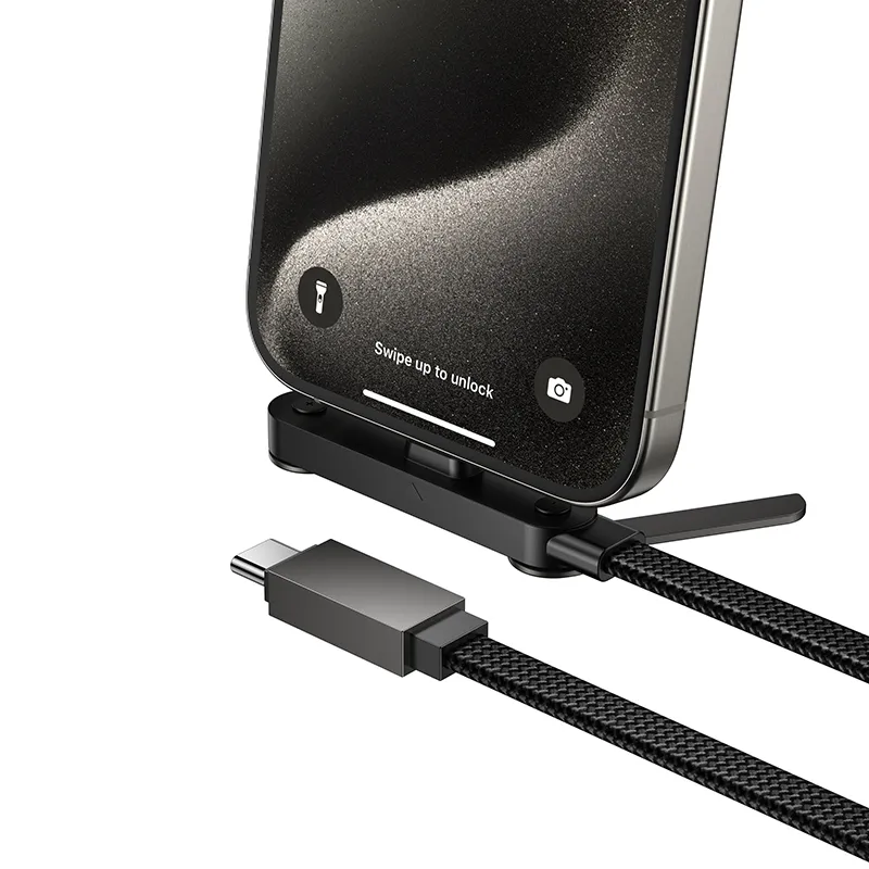 Cable with bracket USB C to USB C PD 60W Hoco 1,2 m U150 Exquisite black