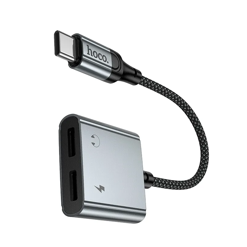 Adapter AUX USB C to 2x USB C max 10W Hoco UPA34A UPA34A gray