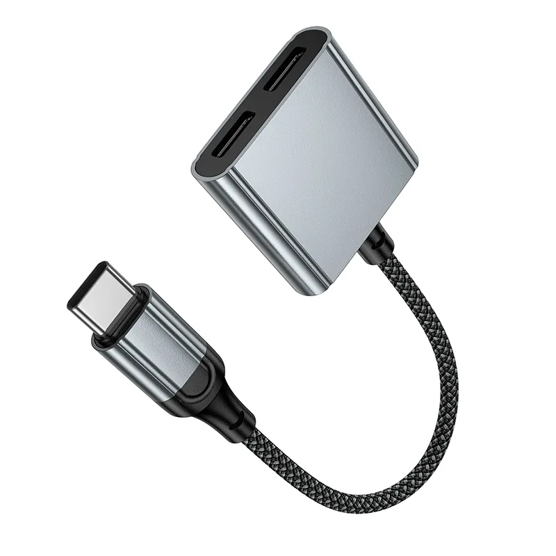 Adapter AUX USB C to 2x USB C max 10W Hoco UPA34A UPA34A gray