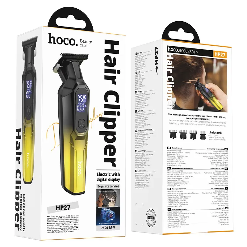 Hoco HP27 hårtrimmer med digital display, guld